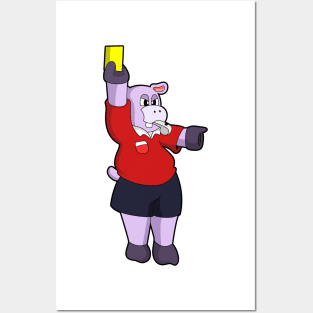 Hippo at Soccer as Referee Posters and Art